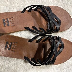 Billabong Black and Brown Sandals with Criss-Cross Straps
